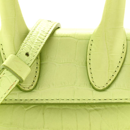 Jacquemus Calfskin Crocodile Embossed Le Chiquito Light Green 7 of 10