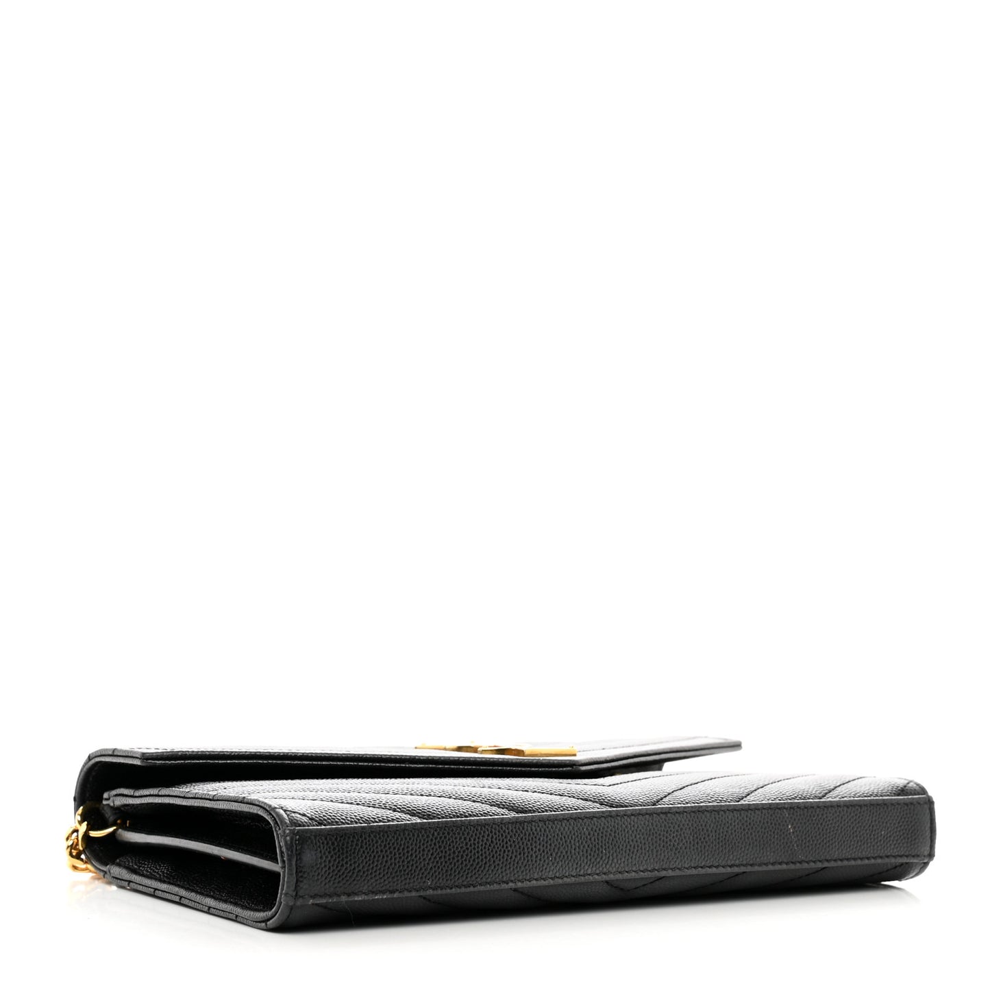 Grain De Poudre Matelasse Chevron Monogram Chain Wallet Black
