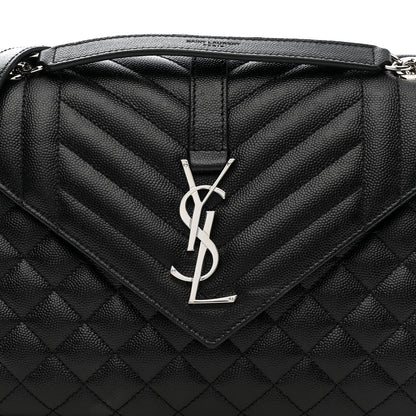 Saint Laurent Grain De Poudre Textured Mixed Matelasse Triquilt Medium Monogram Satchel Black 8 of 10