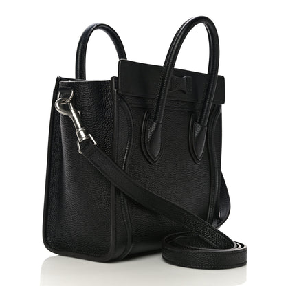 Celine Drummed Calfskin Nano Luggage Black 3 of 11