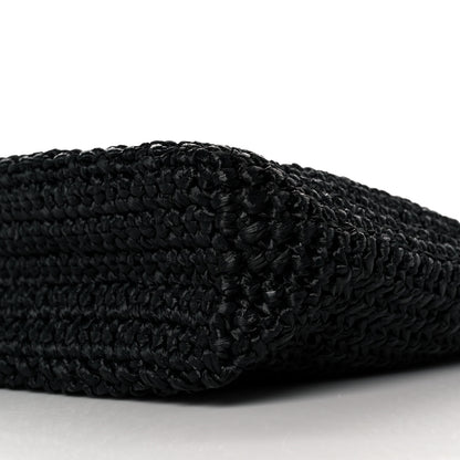 Prada Yarn Raffia Effect Crochet Small Logo Tote Black 7 of 7