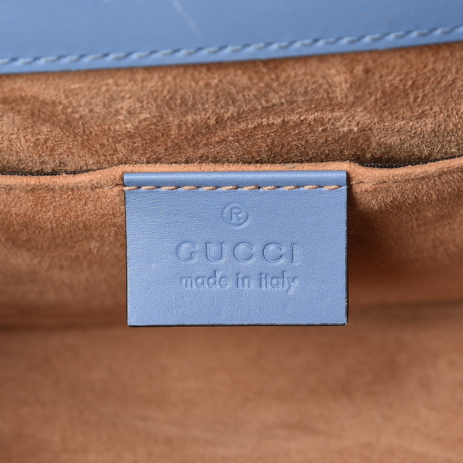 Gucci Vitello Fontanella Web Mini Sylvie Top Handle Bag Clear Sky Blue 8 of 13