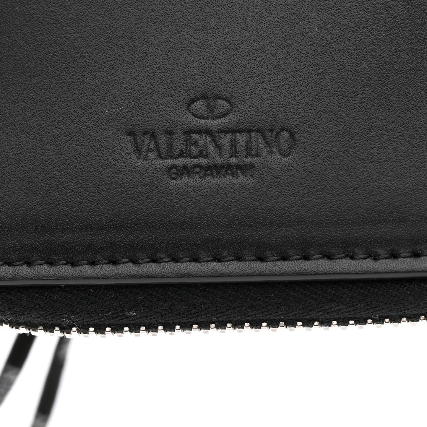 Calfskin VLTN Neck Strap Wallet Black