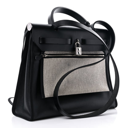 Hermes Toile H Berline Vache Hunter Herbag Zip PM 31 Black Ecru 4 of 12
