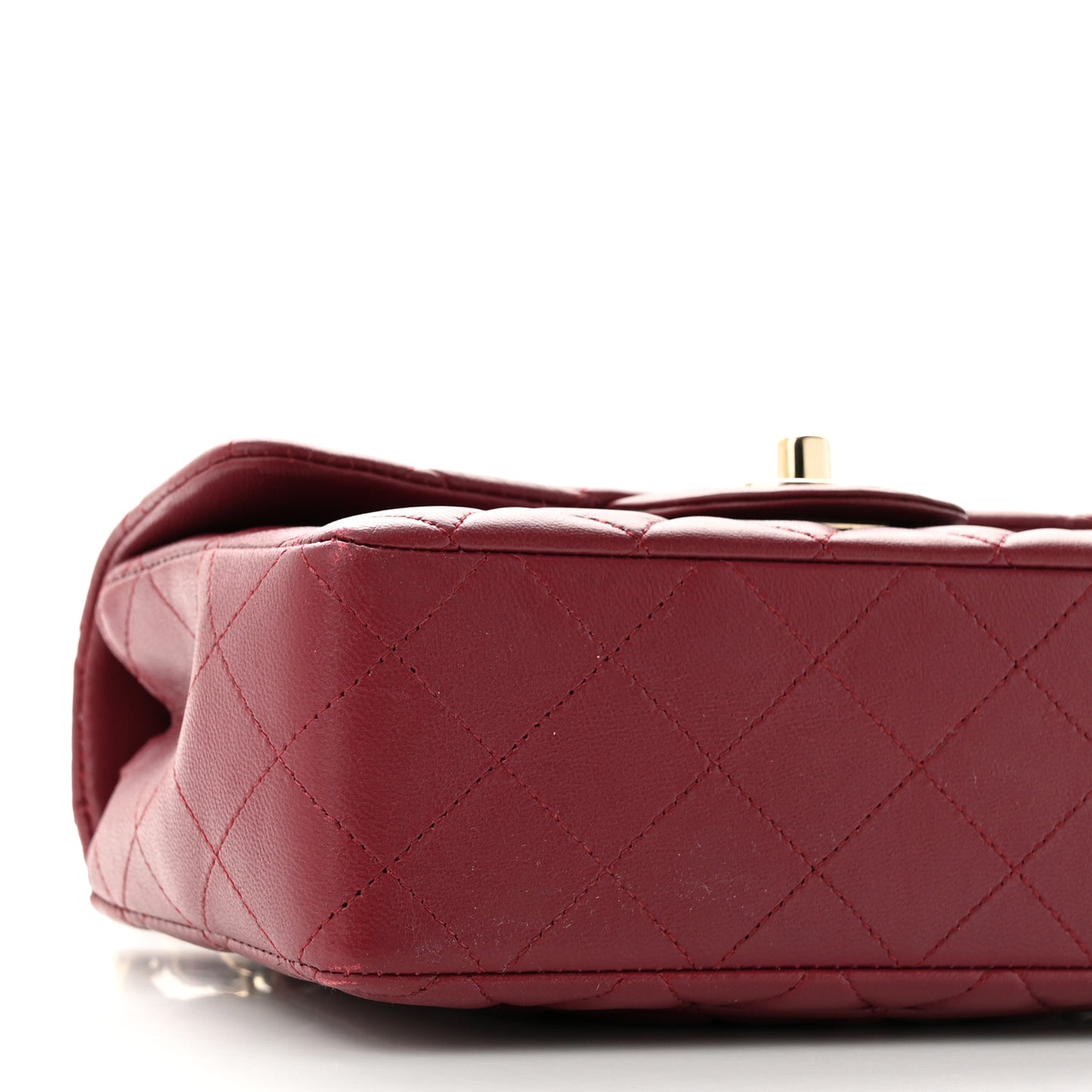 Lambskin Quilted Mini Rectangular Flap Burgundy