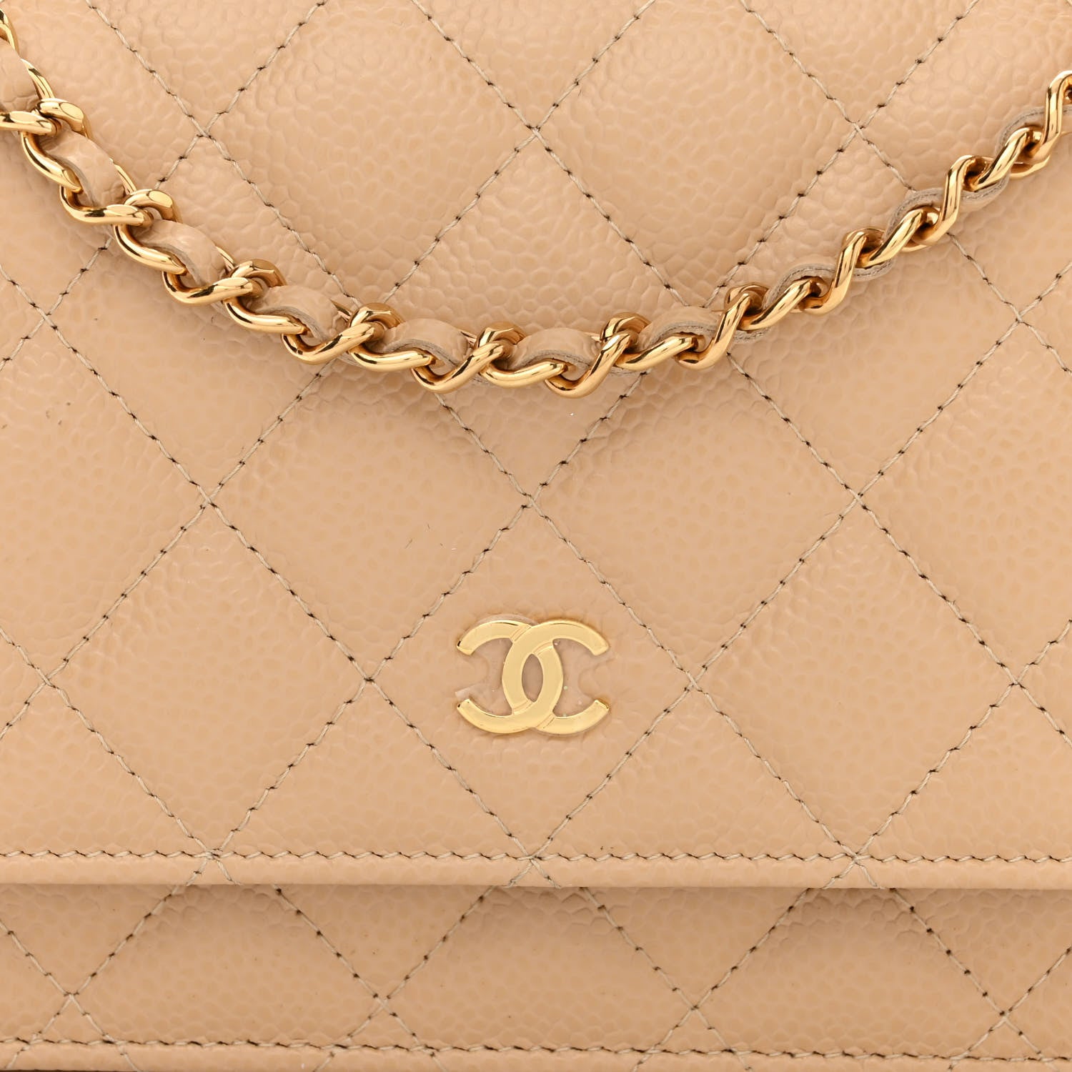 Chanel Caviar Quilted Wallet On Chain WOC Beige 10 of 13