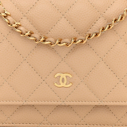 Chanel Caviar Quilted Wallet On Chain WOC Beige 10 of 13