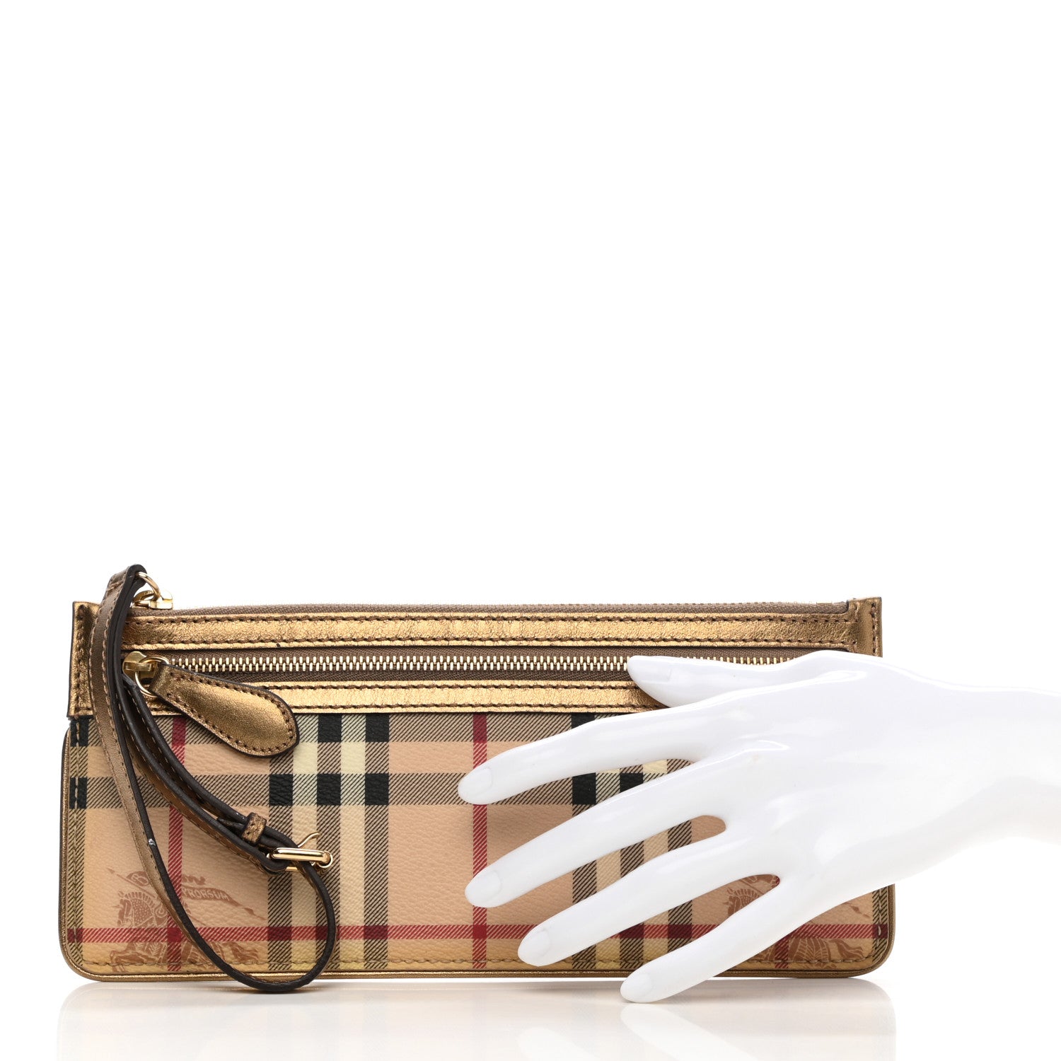 Burberry Haymarket Check Zip Pouch Gold 2 of 6