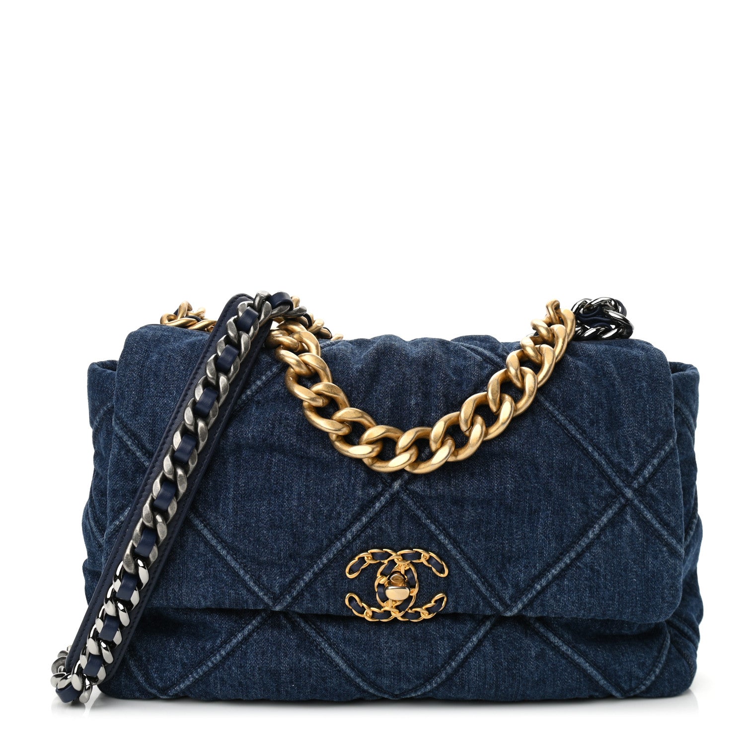 Chanel Denim Quilted Large Chanel 19 Flap Blue 1 of 10