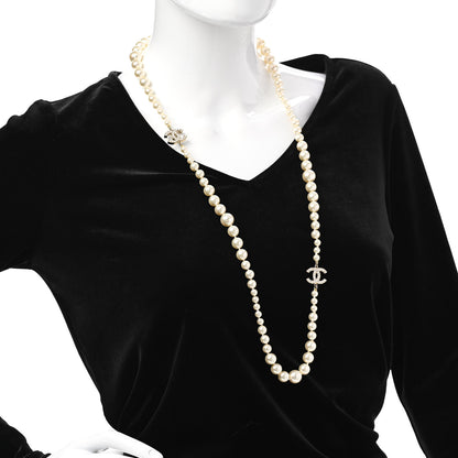 Chanel Graduated Pearl CC Long Necklace Gold 2 of 5