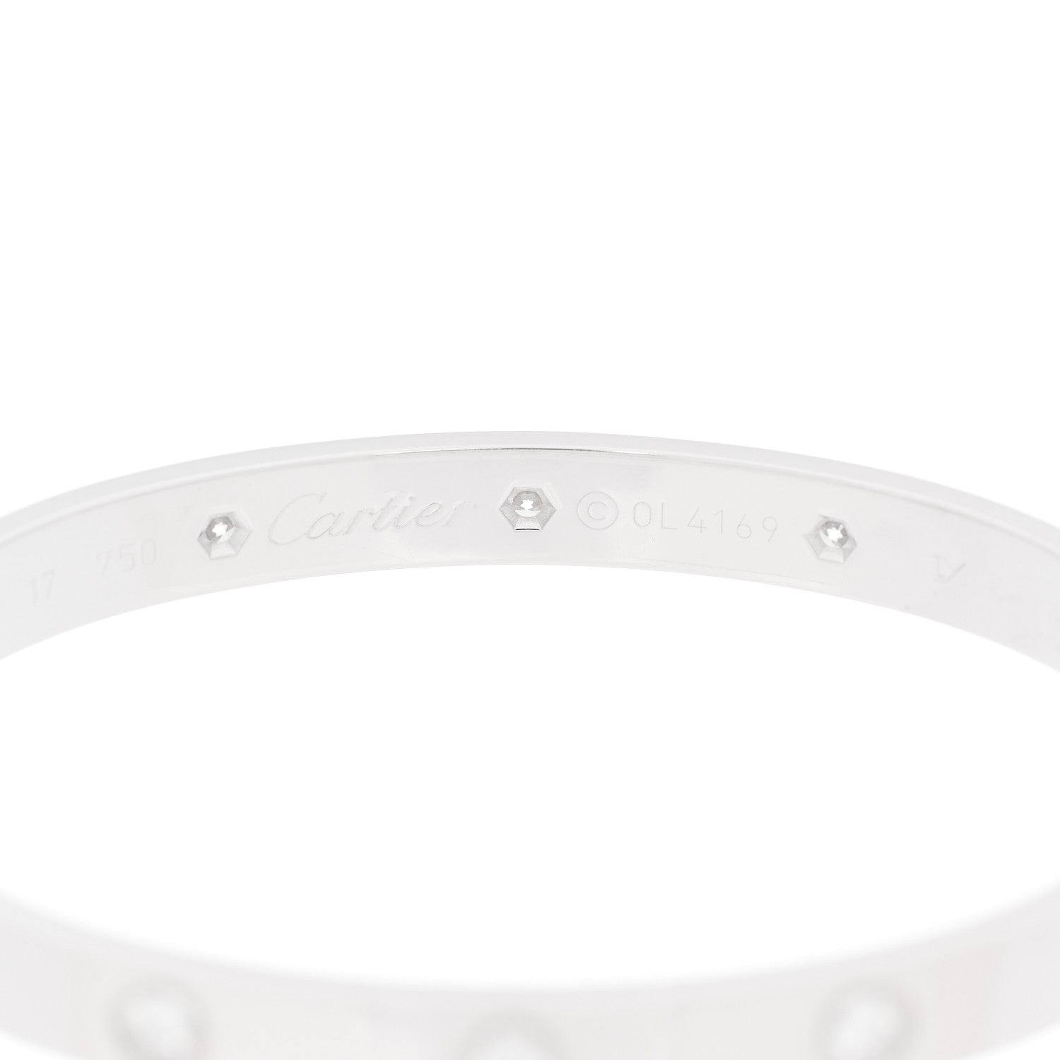 Cartier 18K White Gold 10 Diamond LOVE Bracelet 17 5 of 10