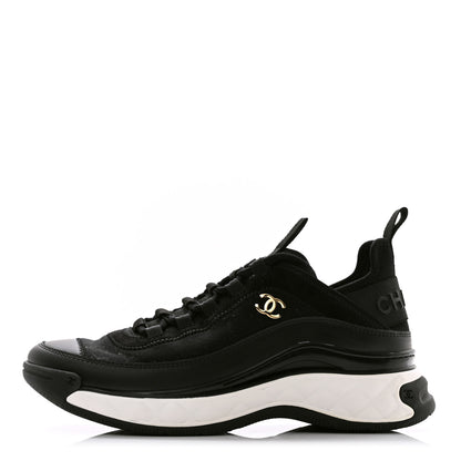 Chanel Velvet Calfskin Mixed Fibers CC Sneakers 37 Black 1 of 10