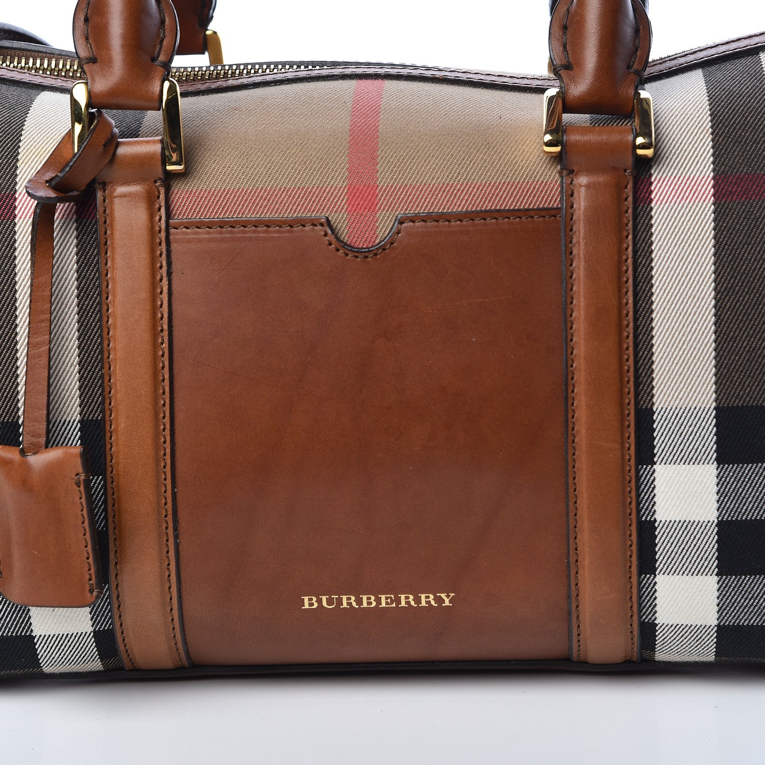 Burberry House Check Medium Alchester Bowling Bag Tan 12 of 23