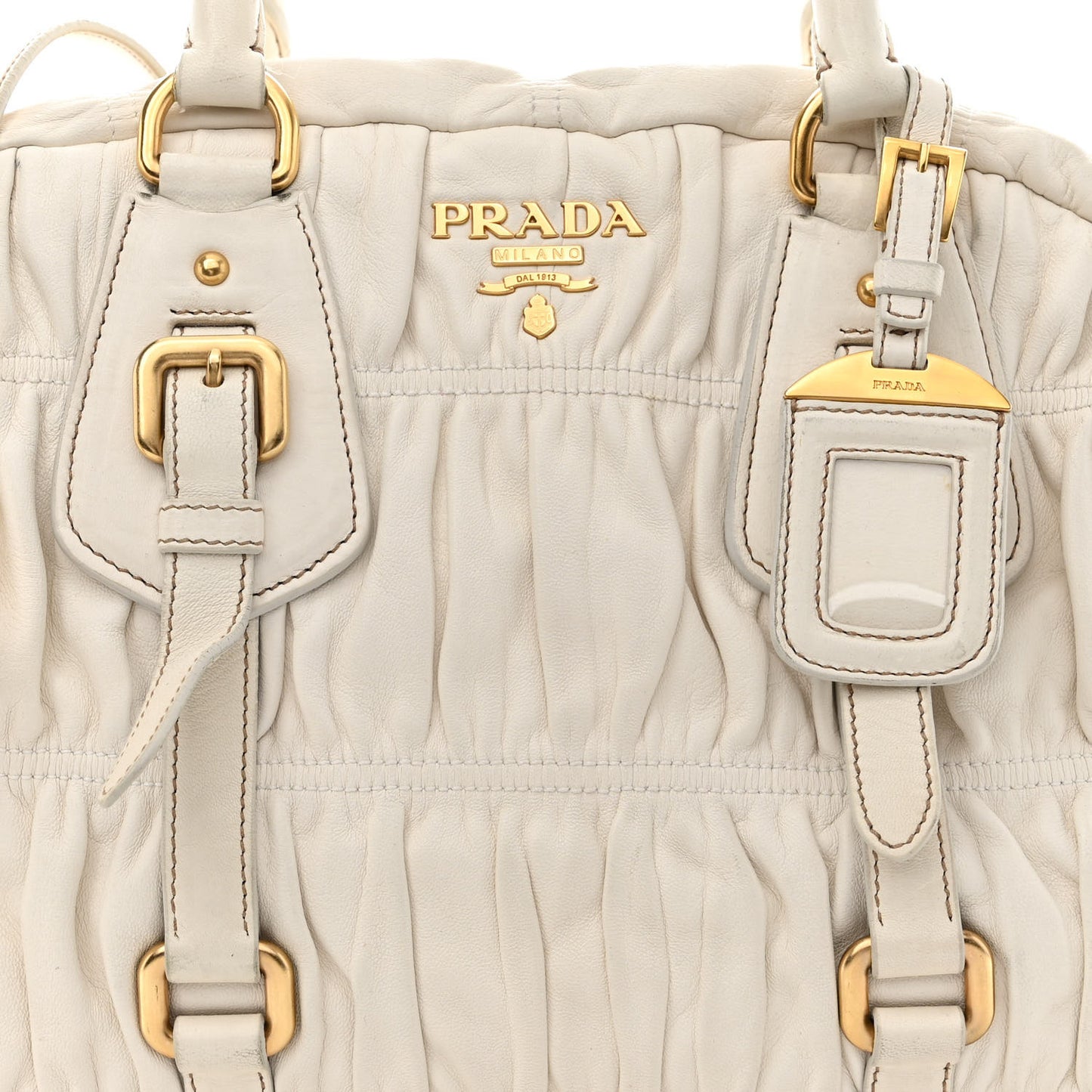 Nappa Gaufre Shopping Satchel White