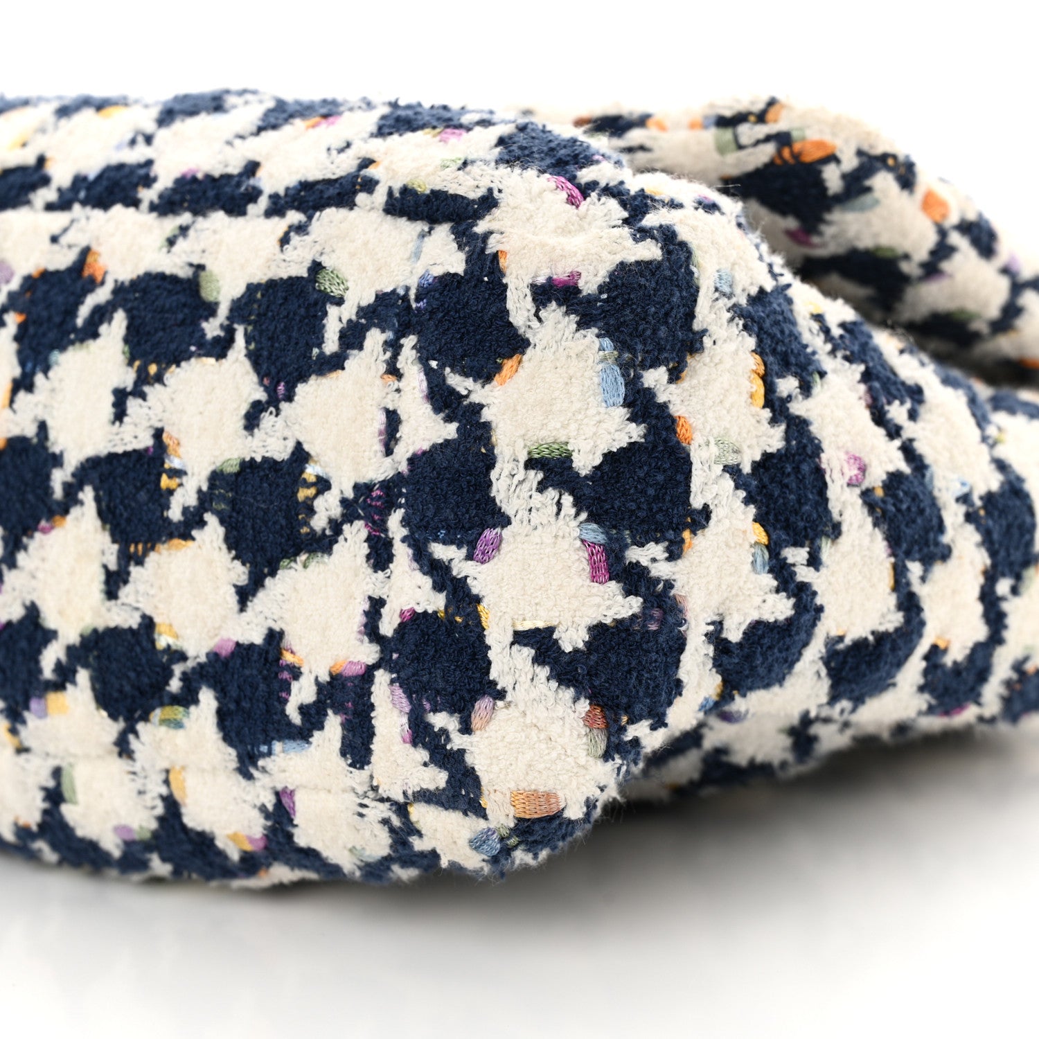 Chanel Tweed Quilted Large Chanel 19 Flap Ecru Navy Blue Multicolor 10 of 13