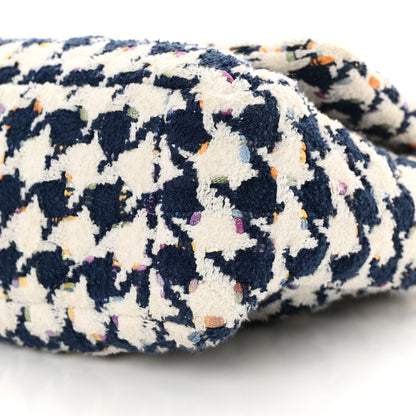 Chanel Tweed Quilted Large Chanel 19 Flap Ecru Navy Blue Multicolor 10 of 13