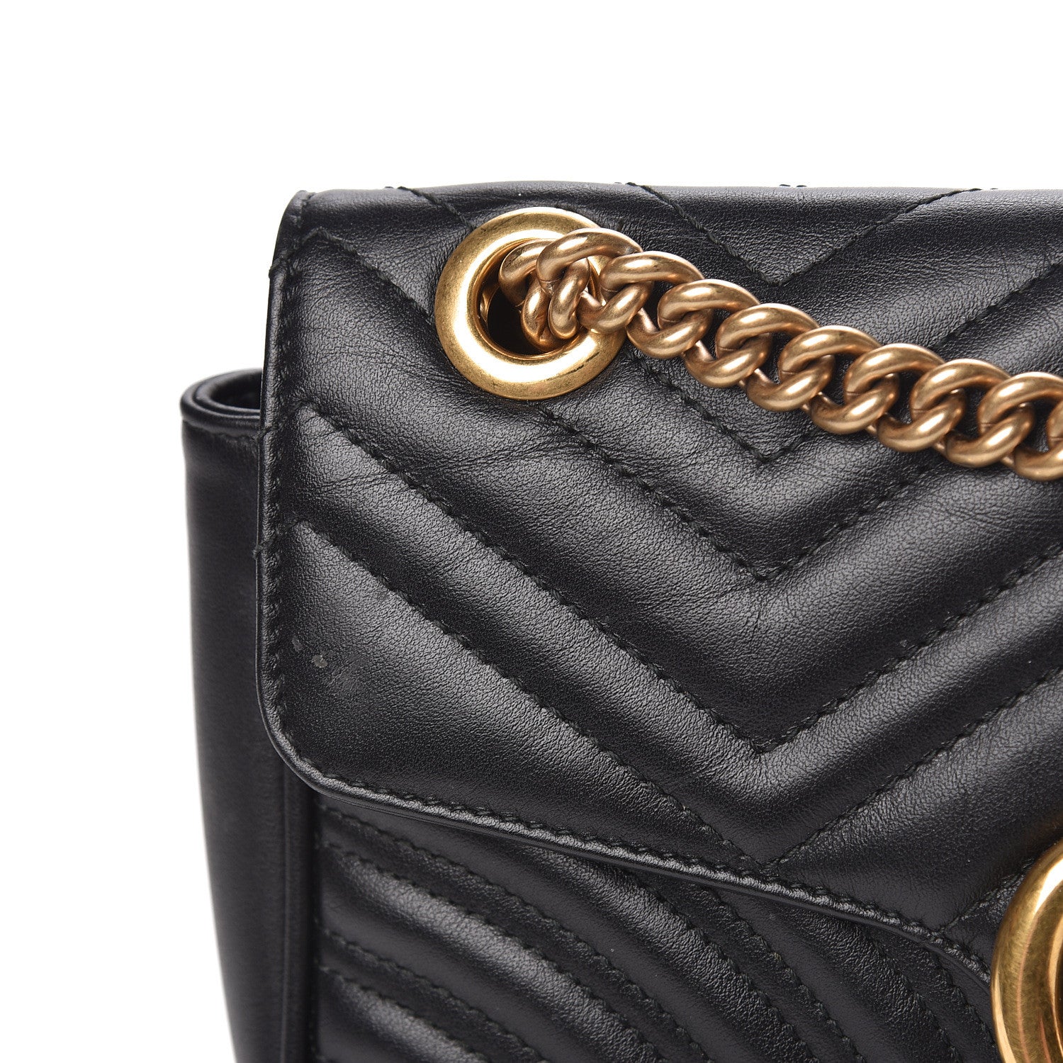 Gucci Calfskin Matelasse Small GG Marmont Shoulder Bag Black 18 of 19