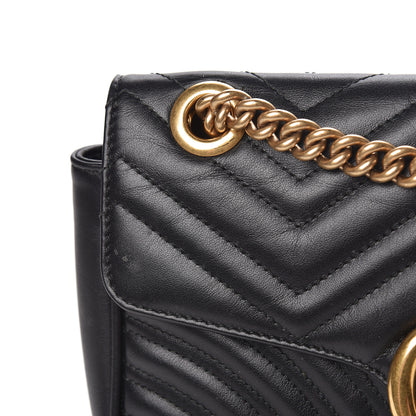 Gucci Calfskin Matelasse Small GG Marmont Shoulder Bag Black 18 of 19