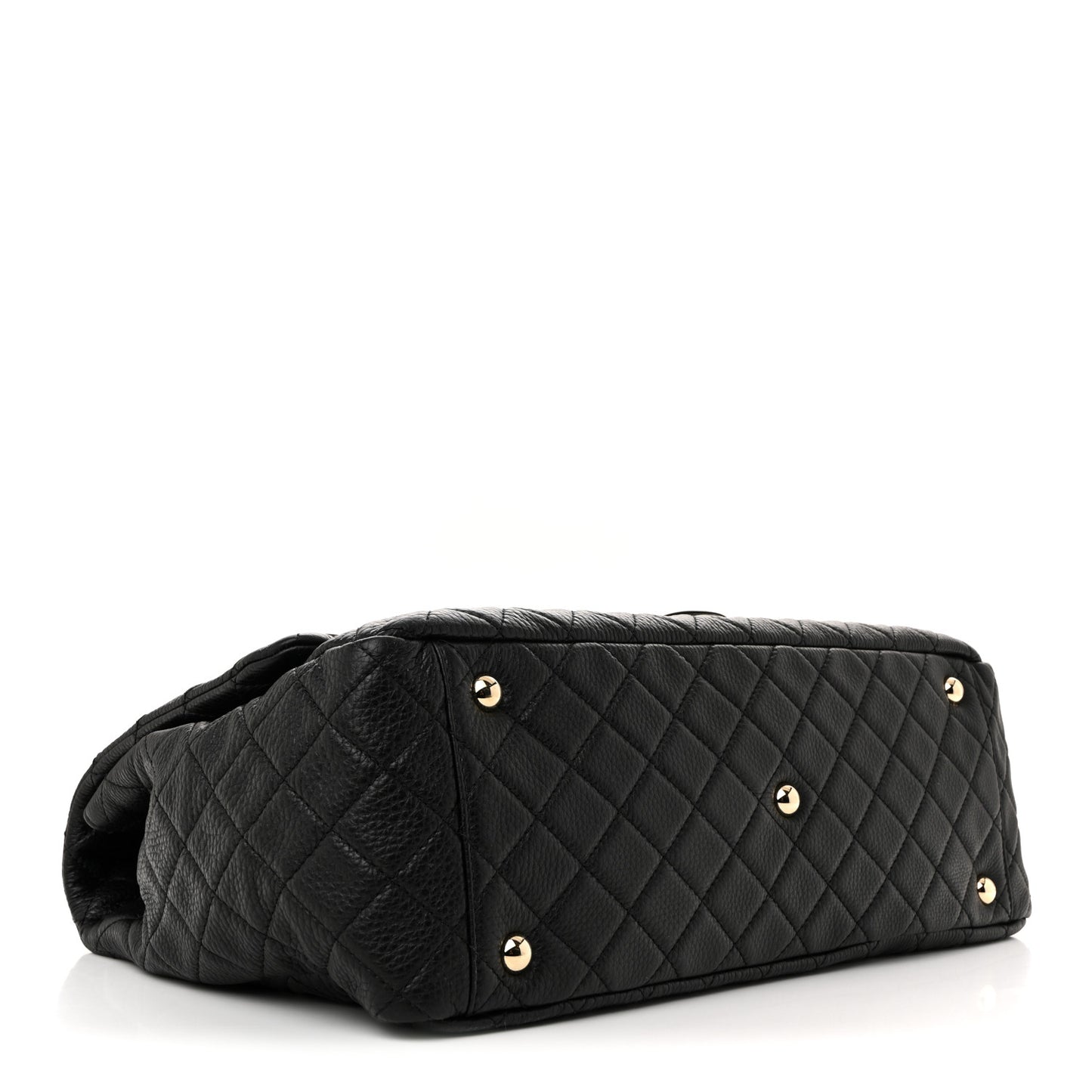 Calfskin Quilted XXL Travel Flap Bag Black