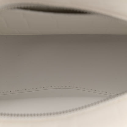 Balenciaga Semi Shiny Calfskin Crocodile Embossed Neo Classic Silver Hardware Mini City White 5 of 17