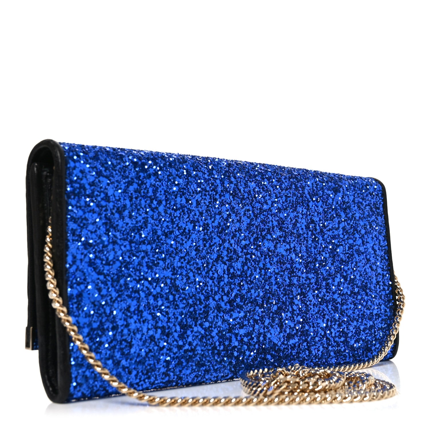 Jimmy Choo Glitter Milla Wallet on Chain Navy 3 of 9