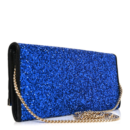 Jimmy Choo Glitter Milla Wallet on Chain Navy 3 of 9