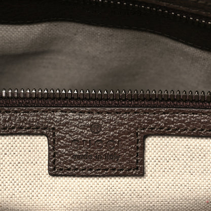 Gucci GG Supreme Monogram Textured Dollar Calfskin Web Large Savoy Bowling Bag Beige Ebony New Acero 5 of 9