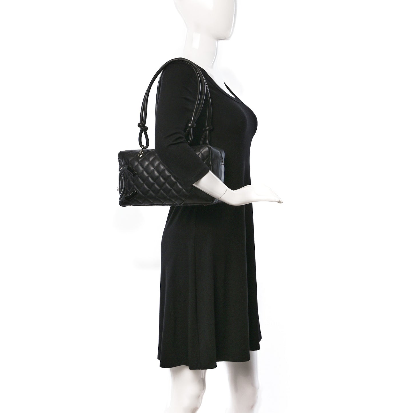 Calfskin Quilted Large Cambon Bowler Black