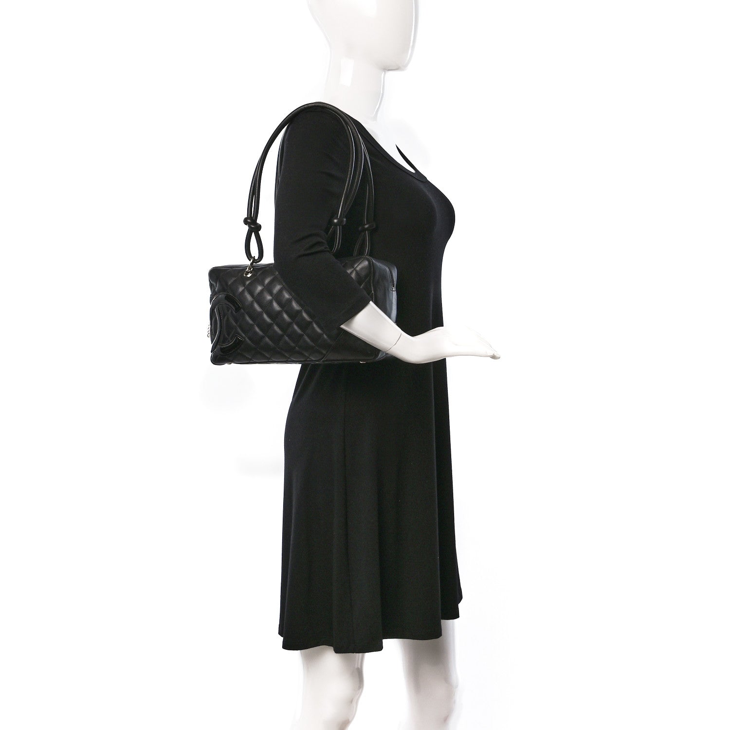 Chanel Calfskin Quilted Large Cambon Bowler Black 2 of 9