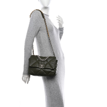 Chanel Lambskin Quilted Medium Chanel 19 Flap Khaki 2 of 11