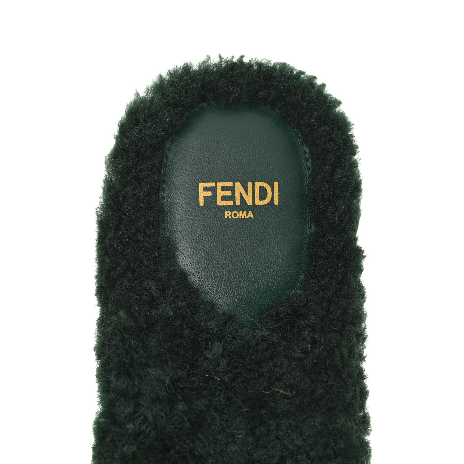 Fendi Shearling FF Baguette Slide Sandals 40 Salvia 7 of 9