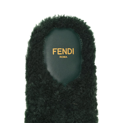Fendi Shearling FF Baguette Slide Sandals 40 Salvia 7 of 9