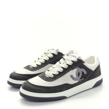 Chanel Suede Kidskin Womens CC Sneakers 39 Black White 3 of 9