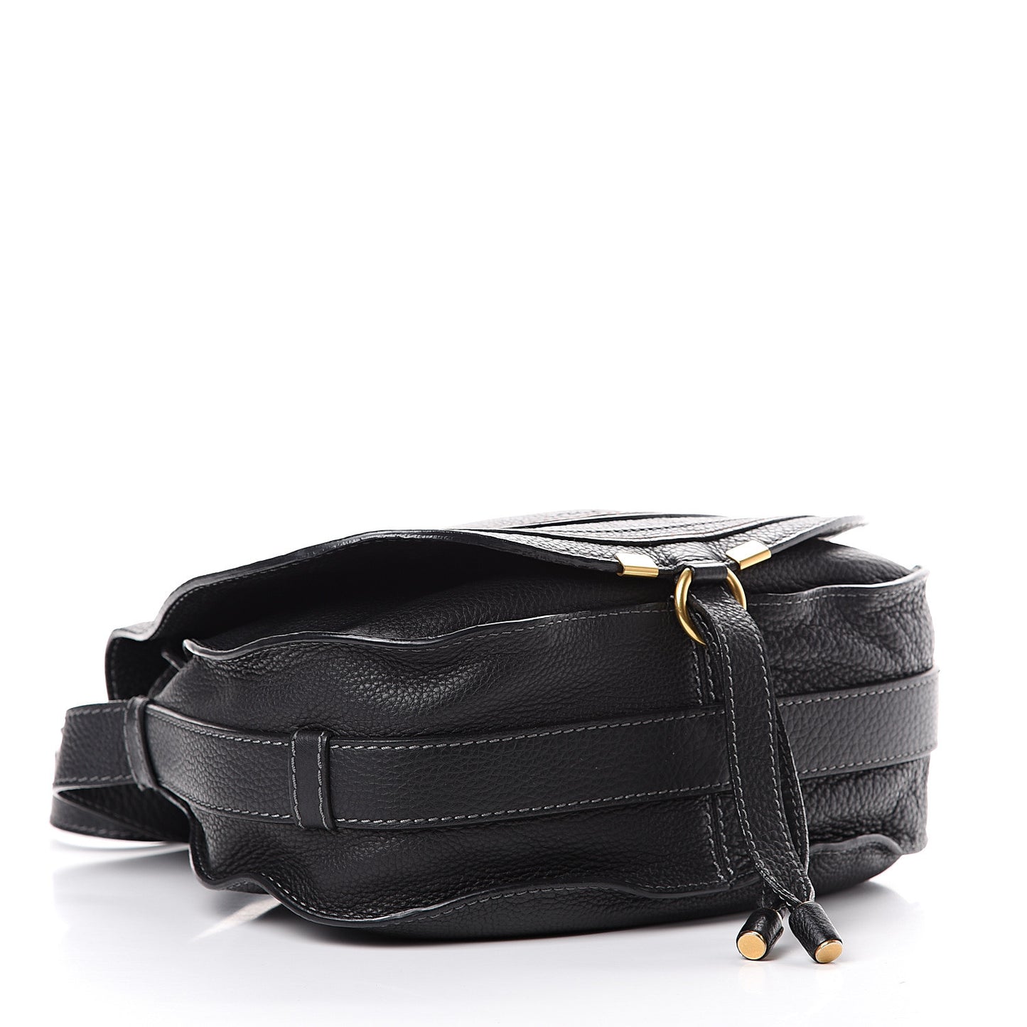 Calfskin Medium Marcie Round Crossbody Bag Black