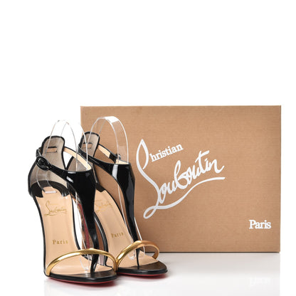 Christian Louboutin Specchio Patent Pony Athena Alta 100 T-Strap Sandals 37.5 Version Black 8 of 8