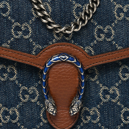 Gucci New Denim GG Monogram Dollar Calfskin Enamel Mini Dionysus Chain Wallet Blue Tea Cuir Epilog Electric Blue 10 of 12