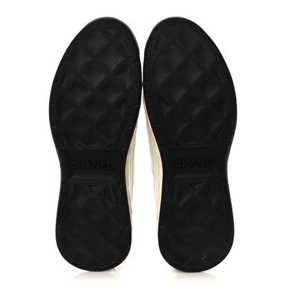 Chanel Velvet Calfskin Mixed Fibers CC Sneakers 39.5 Ivory Black 5 of 11