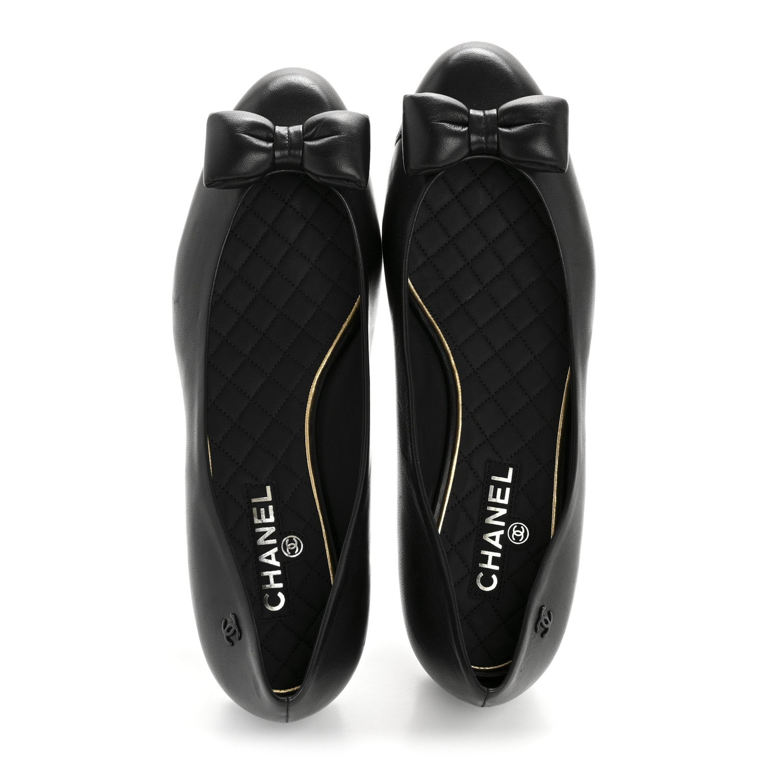 Chanel Lambskin CC Cap Toe Bow Ballerina Flats 39.5 Black 3 of 20