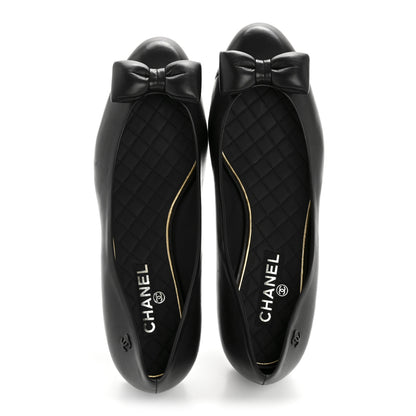 Chanel Lambskin CC Cap Toe Bow Ballerina Flats 39.5 Black 3 of 20