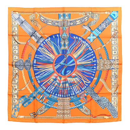 Hermes Silk Ceintures et Liens Scarf 90 Orange Blue Multicolor 1 of 5
