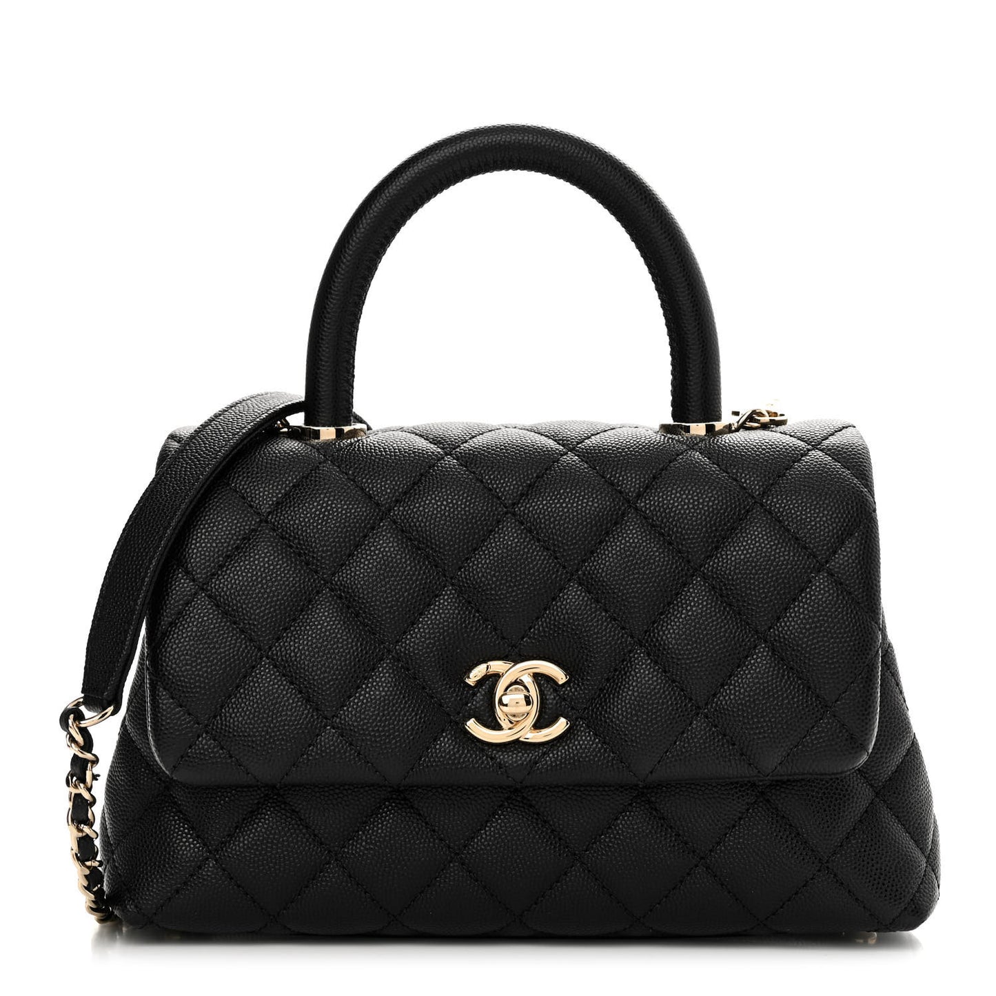 Caviar Quilted Mini Coco Handle Flap Black