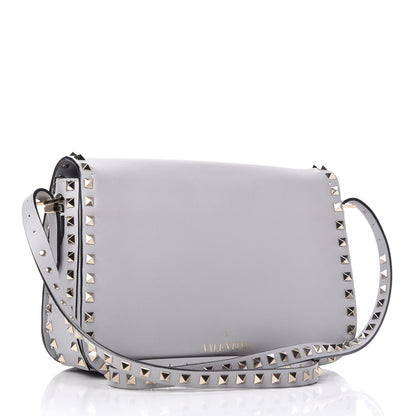 Valentino Garavani Vitello Medium Rockstud Flap Saddle Bag Pastel Grey 3 of 9