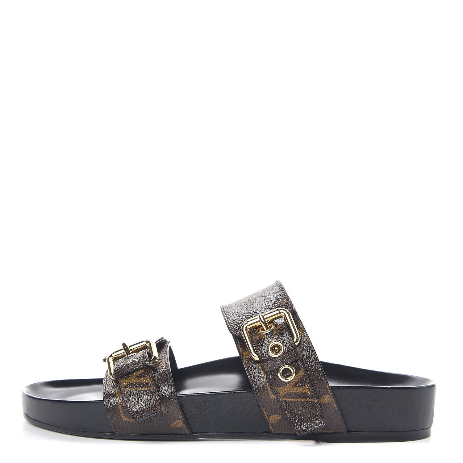 Louis Vuitton Monogram Bom Dia Mule Sandals 37 Black 1 of 8