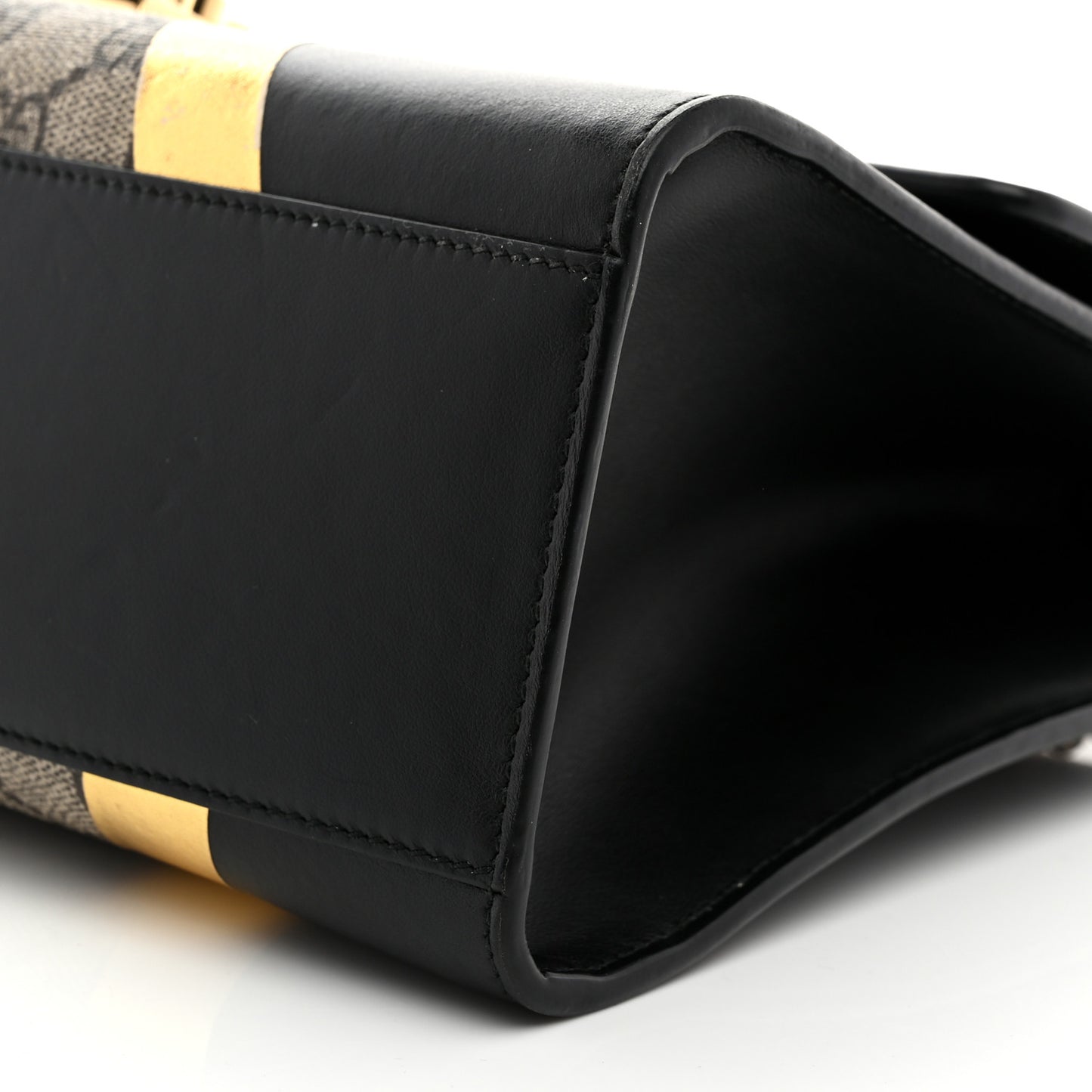 Calfskin GG Supreme Monogram Medium Padlock Shoulder Bag Black Gold