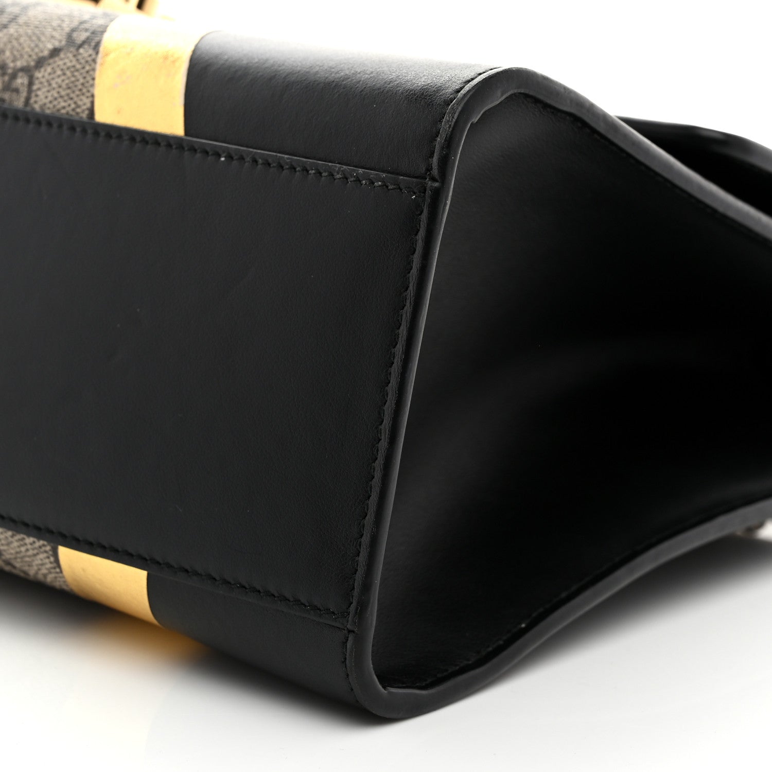 Gucci Calfskin GG Supreme Monogram Medium Padlock Shoulder Bag Black Gold 10 of 15