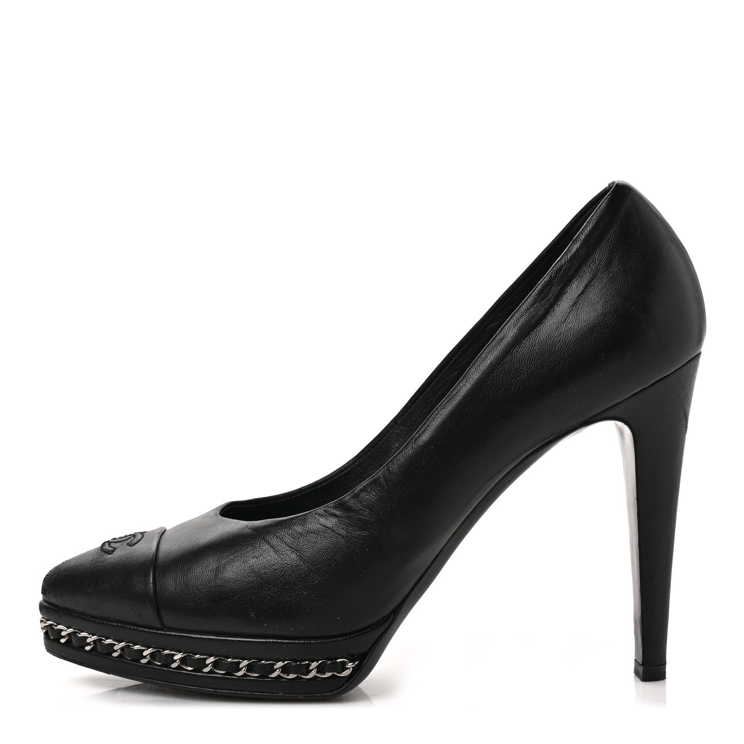 Chanel Lambskin CC Cap Toe Platform Chain Pumps 39 Black 1 of 8