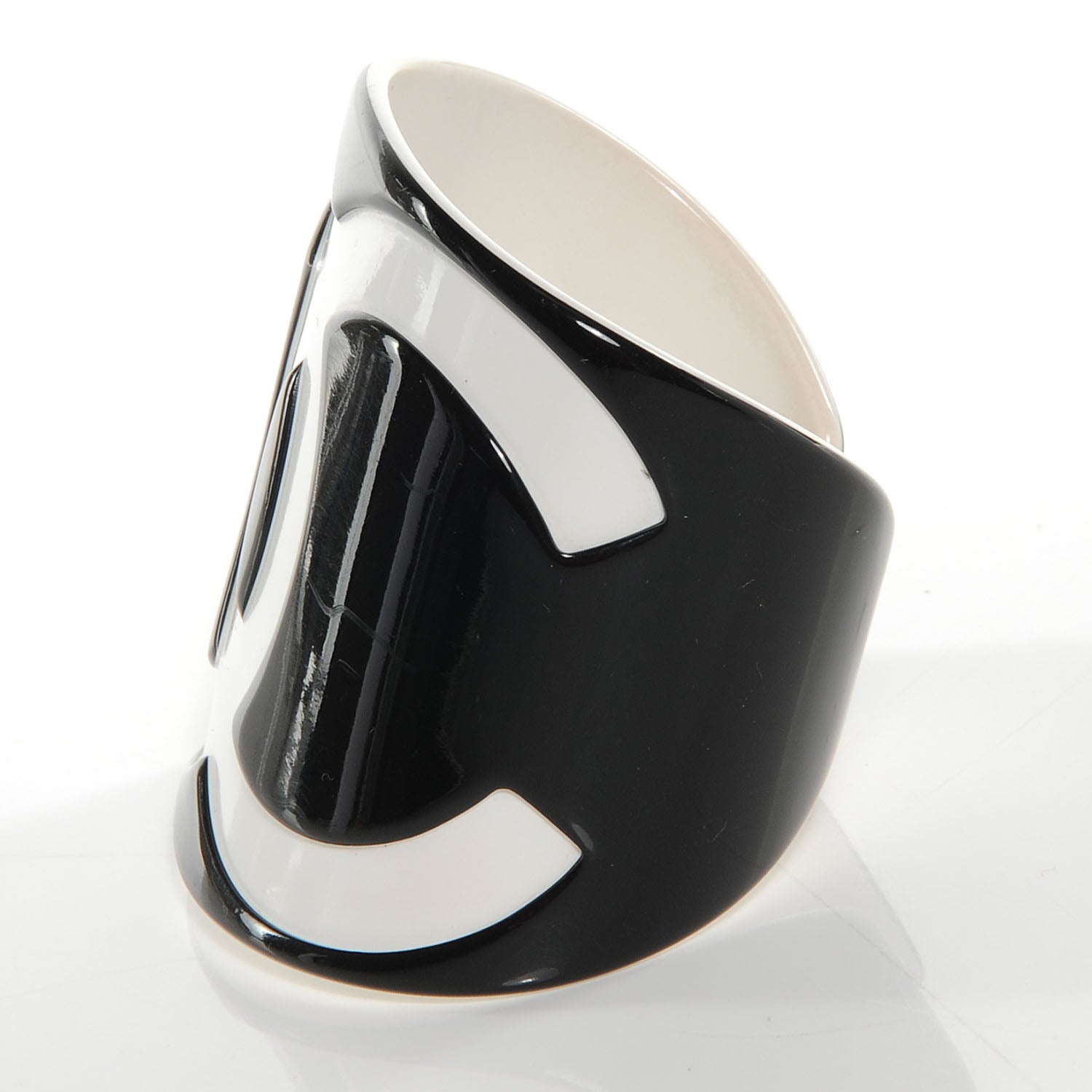 Chanel Resin CC Cuff Black White 5 of 6