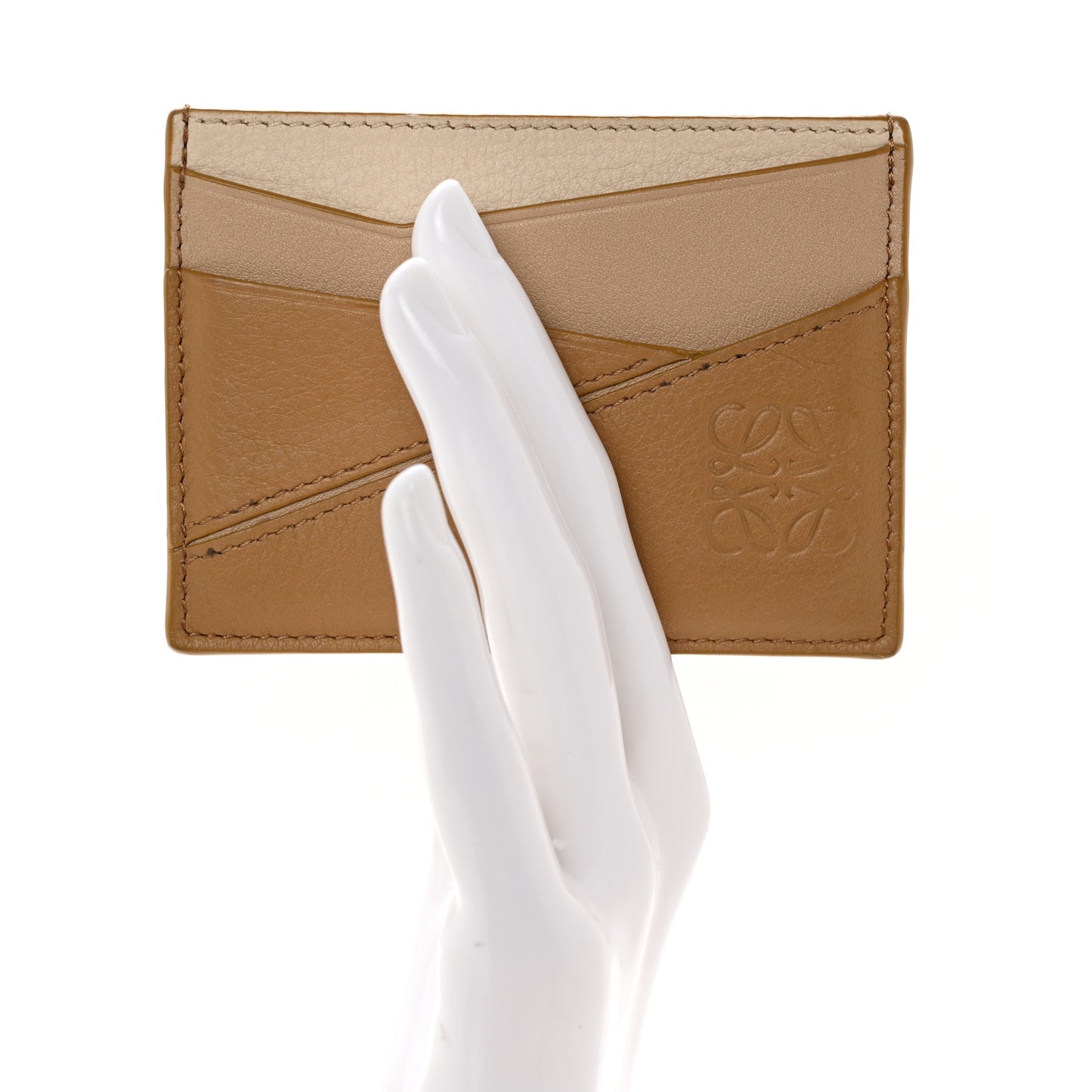 Calfskin Puzzle Colorblock Card Holder Angora