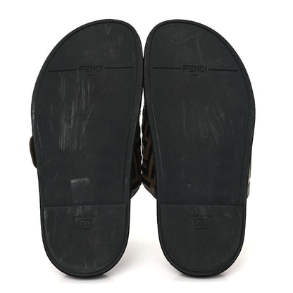 Fendi Calfskin FF Embossed Pearland Slide Sandals 39.5 Tobacco Moro 6 of 12