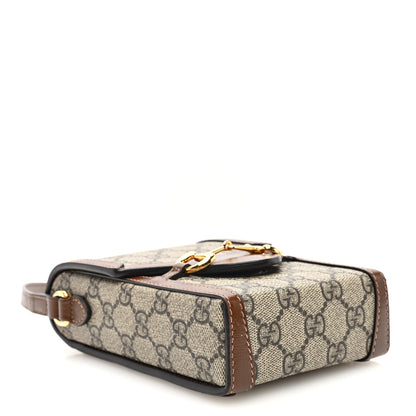 Gucci GG Supreme Monogram Mini Horsebit 1955 Crossbody Bag Beige Brown Sugar 4 of 10
